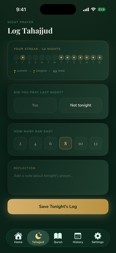 Tahajjud prayer tracker