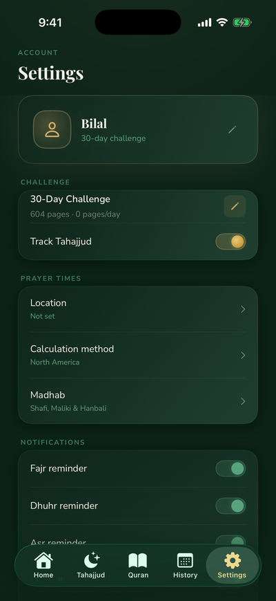 App settings